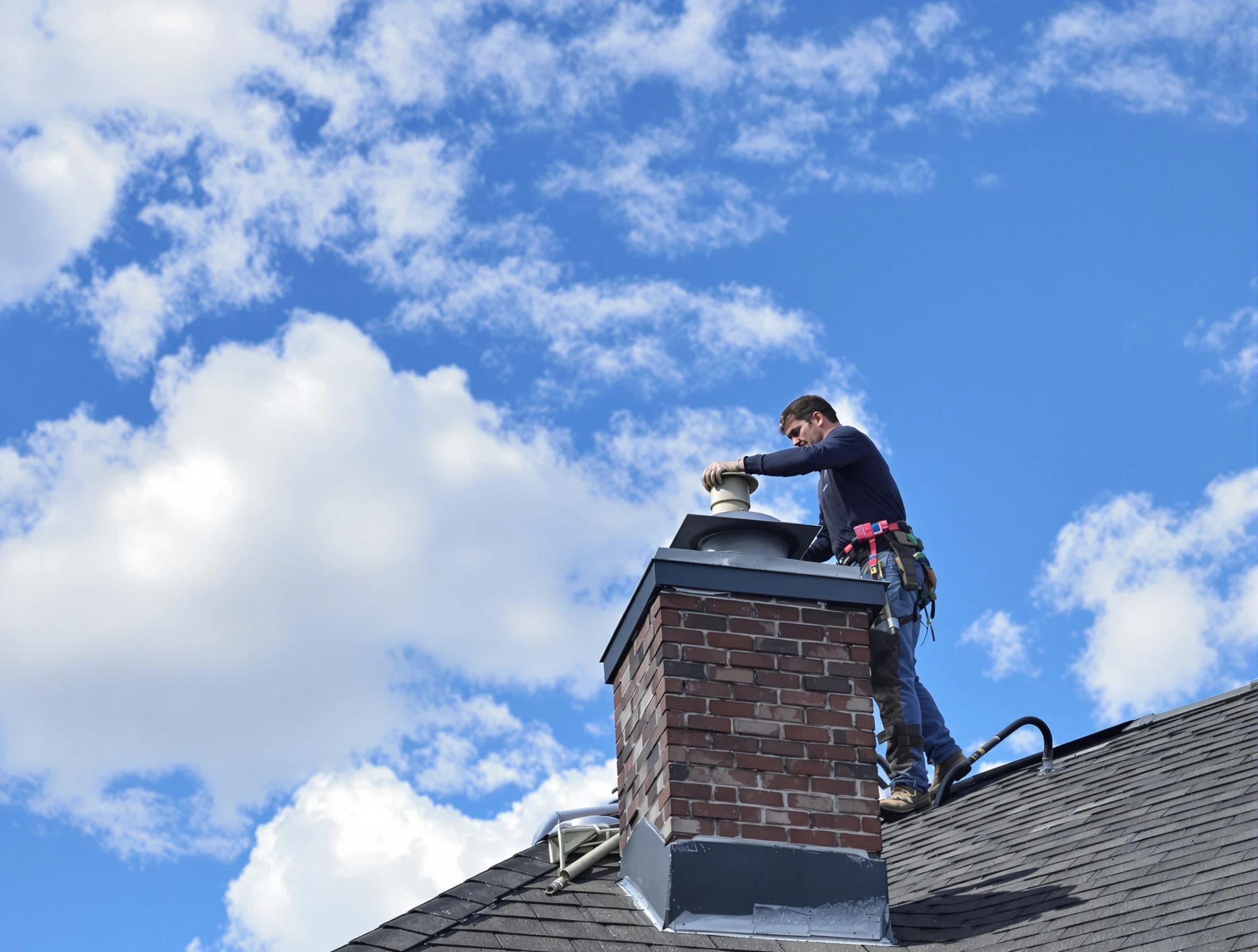 Wall Chimney Sweep installing a sturdy chimney cap in Wall, NJ