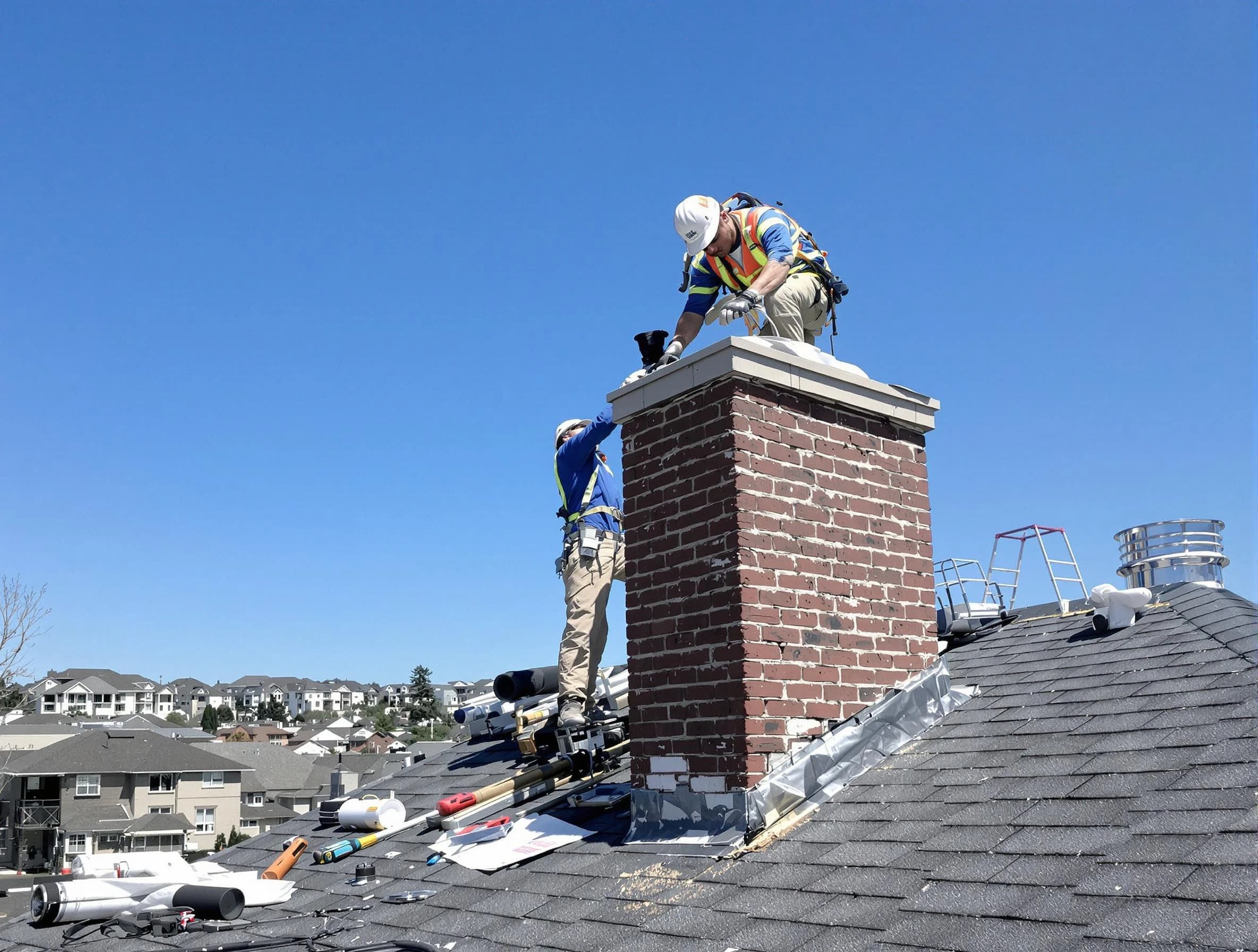 Wall Chimney Sweep repairing a chimney crown in Wall, NJ