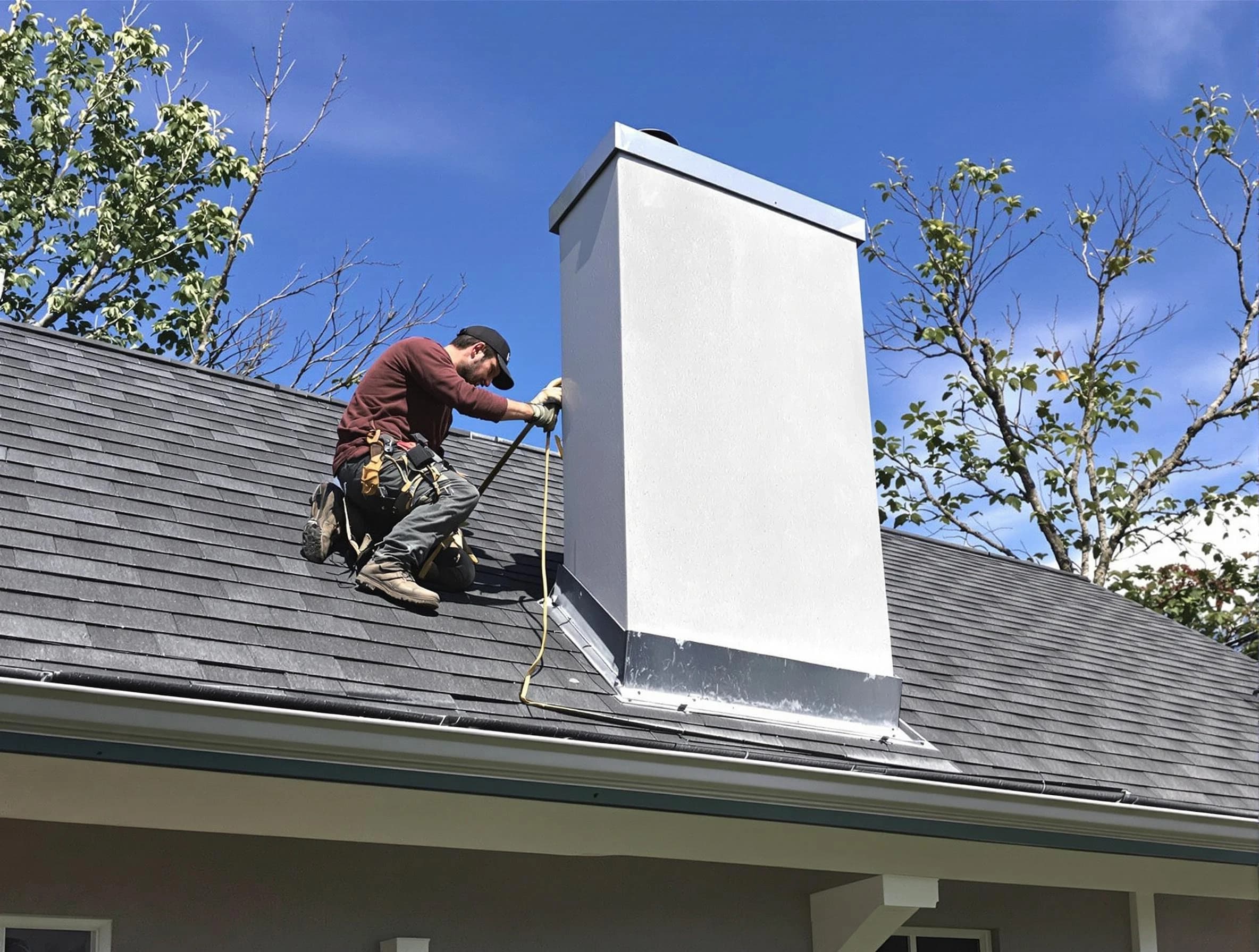 Wall Chimney Sweep team member finishing chimney construction in Wall, NJ