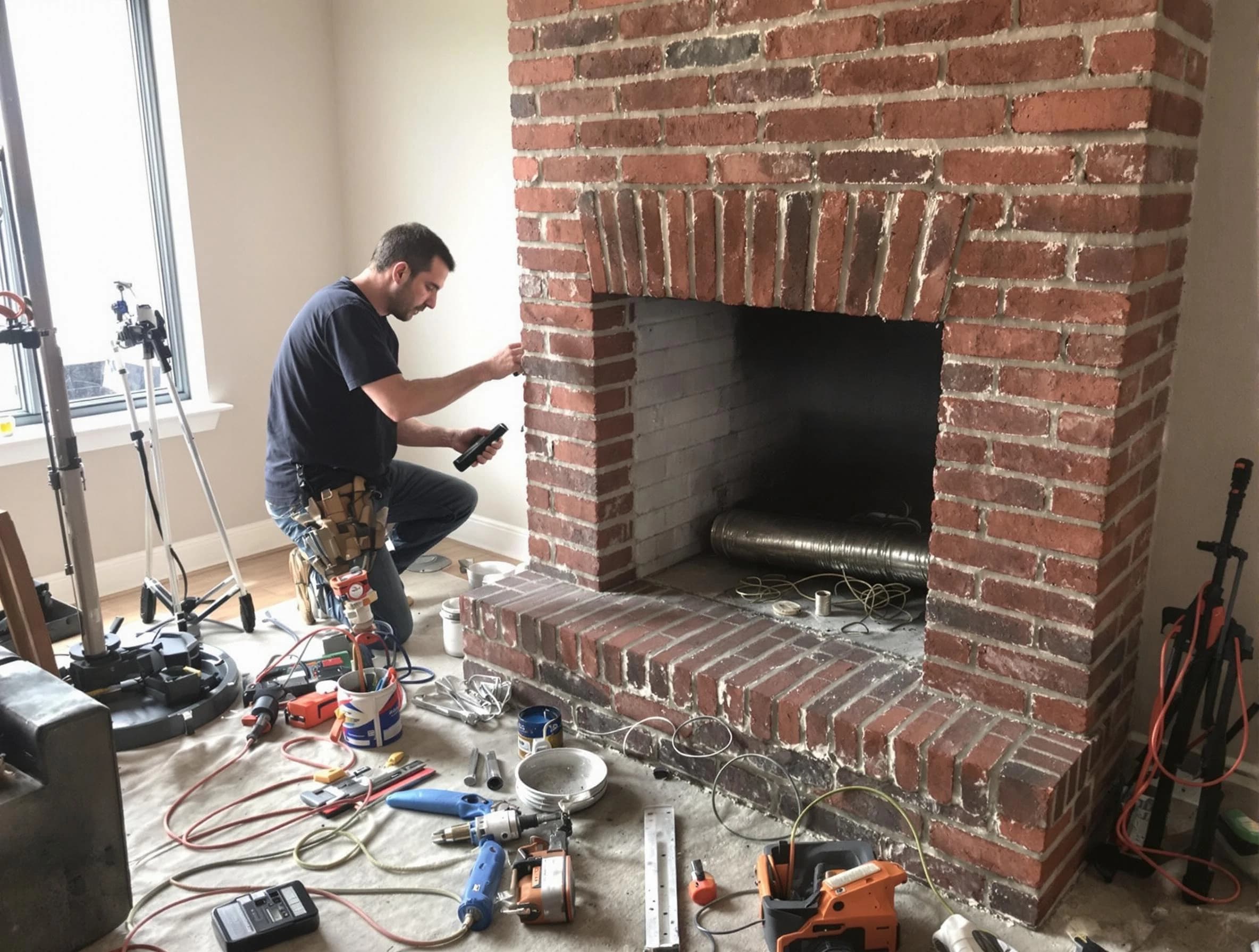 Wall Chimney Sweep specialist finalizing chimney liner service in Wall, NJ