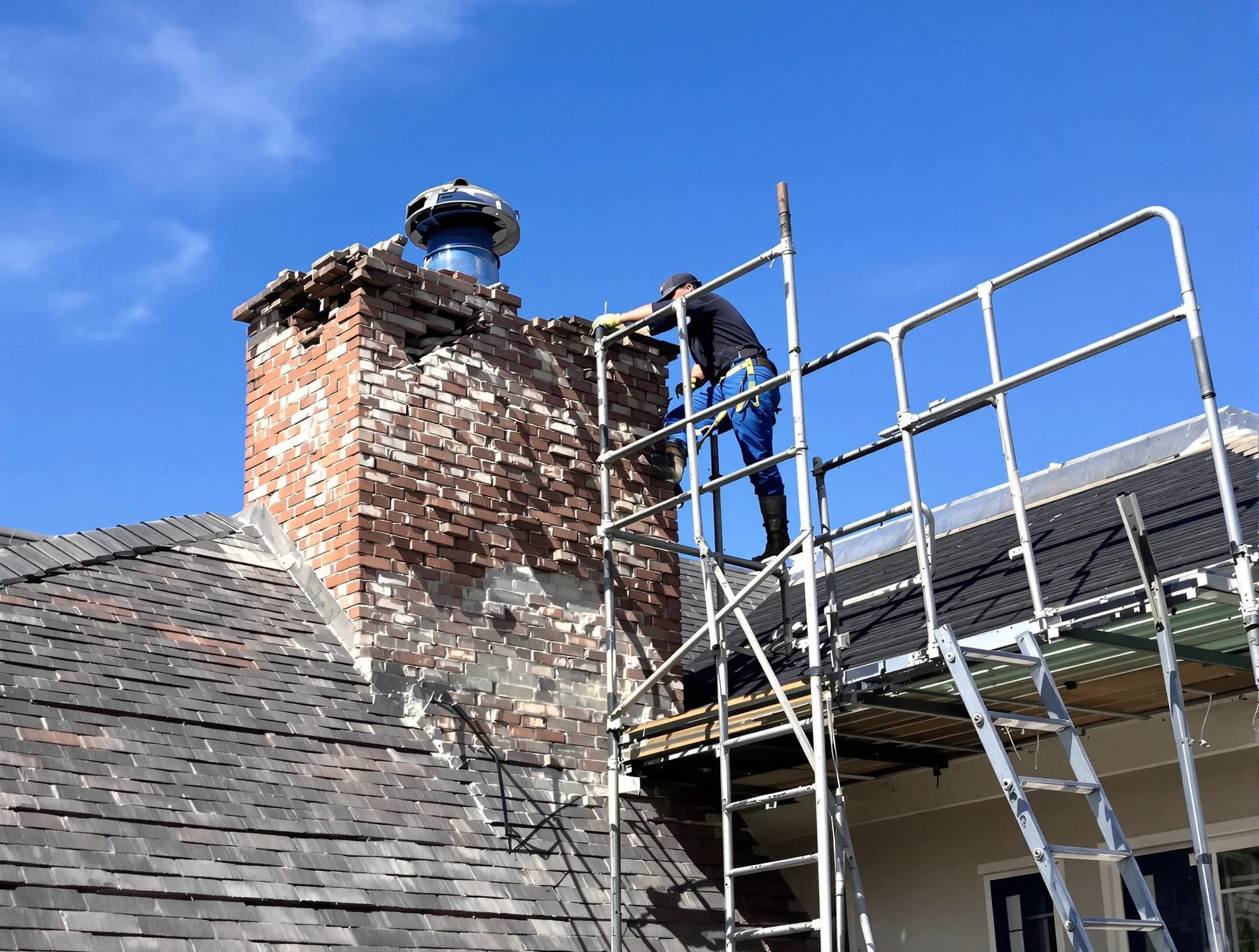 Rebuilding a chimney structure by Wall Chimney Sweep in Wall, NJ