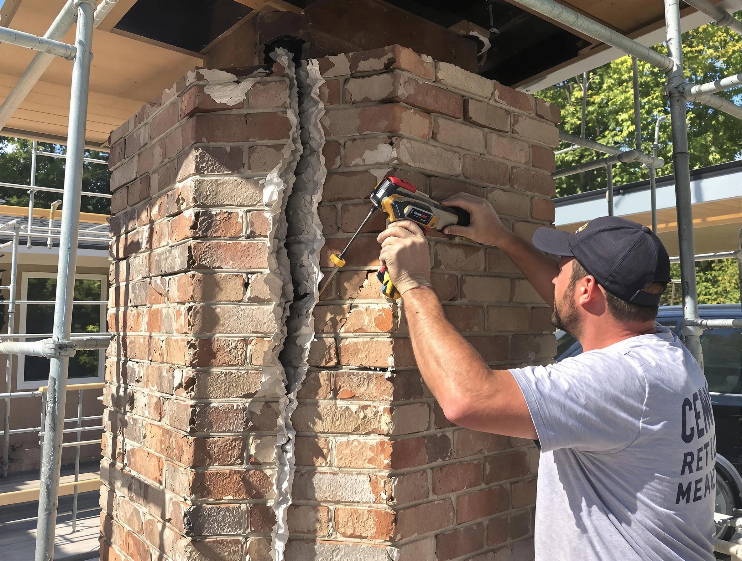 Wall Chimney Sweep technician performing chimney repair in Wall, NJ