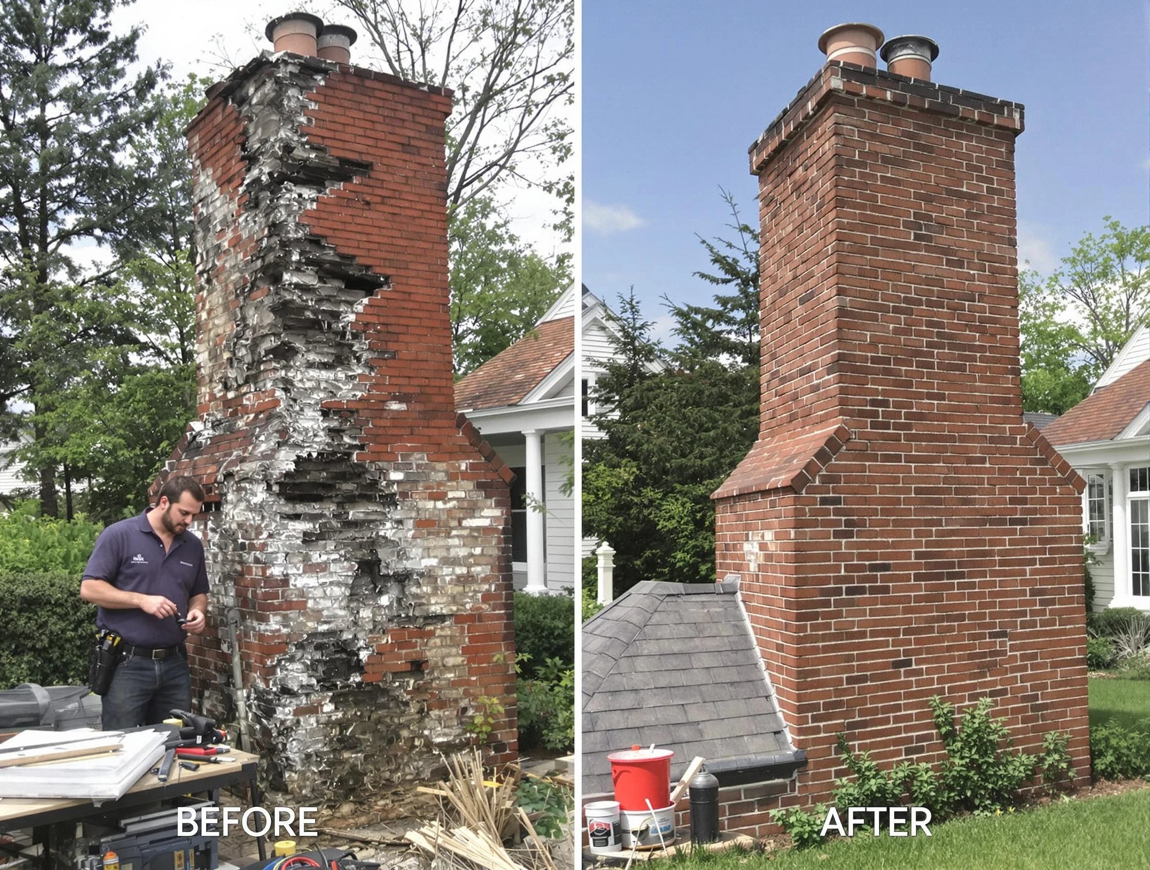 Wall Chimney Sweep performing a full chimney restoration in Wall, NJ