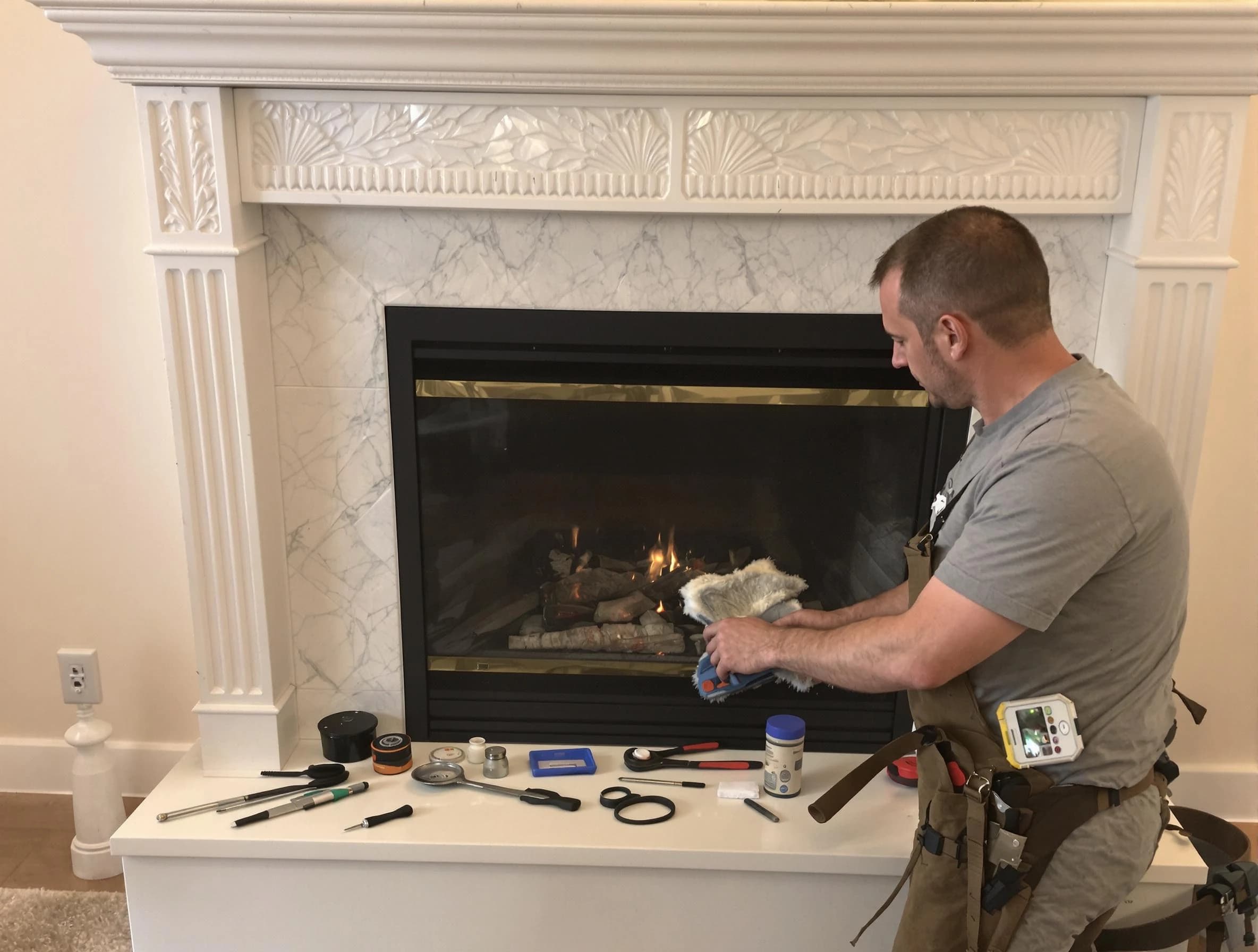 Wall Chimney Sweep performing fireplace maintenance in Wall, NJ